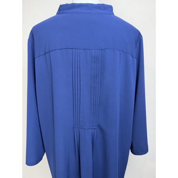 Susan Graver Navy Blue Women's Top Blouse Tunic Button Up Pinch Pleated SZ XL - Picture 7 of 16